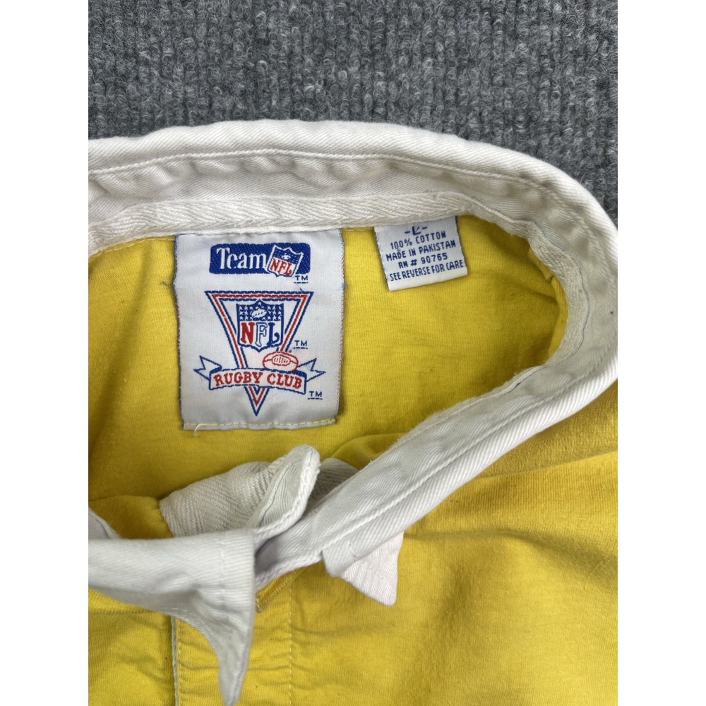 VINTAGE Minnesota Vikings Rugby Club Shirt Men's L Yellow Purple Polo NFL Y2K - Picture 4 of 8
